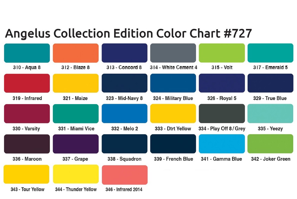 Angelus Leather Paint Colour Chart