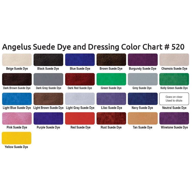 Angelus Suede Dye Color Chart