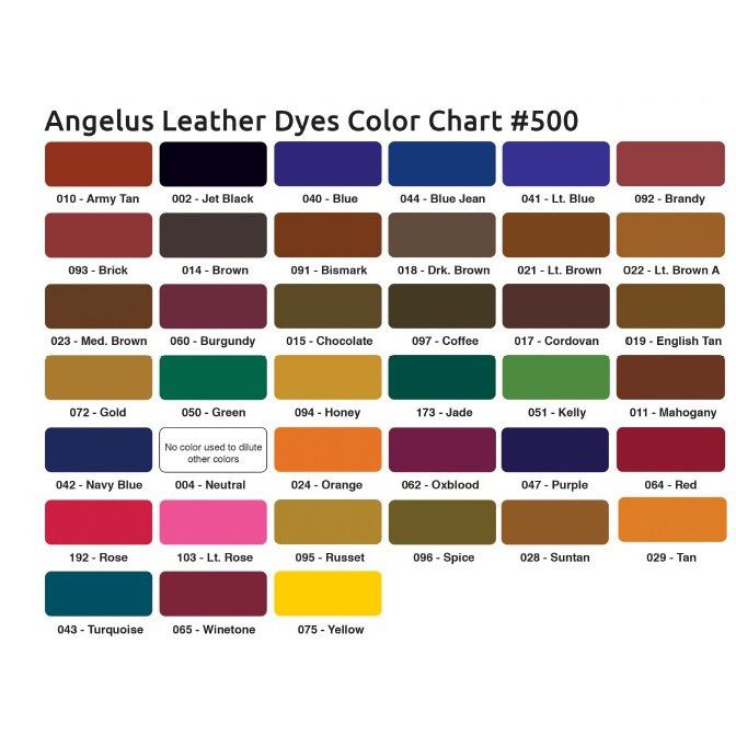 Furniture Dye Color Chart – Auto Leather Dye
