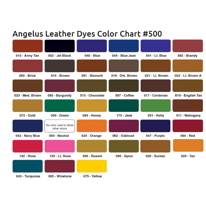 angelus leather dye colour chart